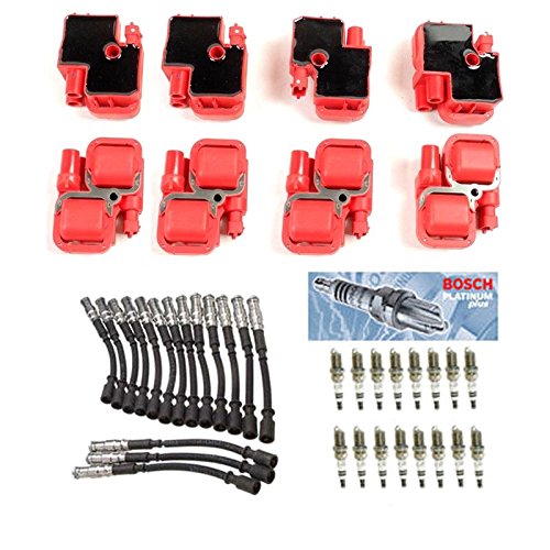 IC339 B320R*8 98-09 MERCEDES-BENZ Ignition Coil & 16 Cable Wires & 16 Spark Plug G500 C55 AMG ML320 ML350 ML430 ML500 ML55 AMG R500 S350 S430 S500 C55 AMG SL500 SL55 AMG SLK32 AMG SLK320 SLK55 AMG SLR Mclaren 98 99 00 01 02 03 04 05 06 07 08 09 Coils MotorKing IC339