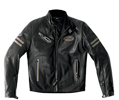 Spidi Sport S.R.L. Ace Leather Jacket, Distinct Name: Black/Brown, Gender: Mens/Unisex, Size: 44, Apparel Material: Leather, Primary Color: Black P131-341-54 Jackets & Vests Spidi P131-341-54