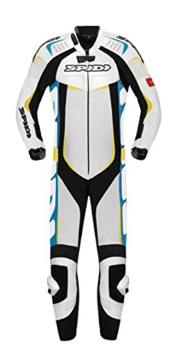 Spidi Sport S.R.L. Track Wind Pro Leather Suit, Distinct Name: White/Blue, Gender: Mens/Unisex, Size: 46, Apparel Material: Leather, Primary Color: White Y120-034-56 Jackets & Vests Spidi Y120-034-56