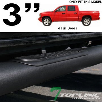 3 MATTE BLK SIDE STEP NERF BARS RUNNING BOARDS 05-11 DODGE DAKOTA QUAD/CREW CAB Nerf Bars Topline_autopart sbhd-dak05qc-mb-001