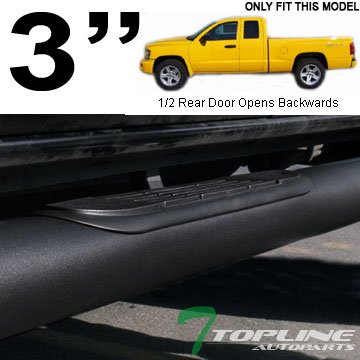 3 MATTE BLACK SIDE STEP NERF BARS RUNNING BOARD 05-11 DODGE DAKOTA CLUB/EXT CAB Nerf Bars Topline_autopart sbhd-dak05xc-mb-001