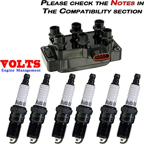 Ford Mercury 1 Ignition Coil & 6 Autolite Copper spark plugs pack set Coils Volts Coil fd480 + autolite 5143 x6