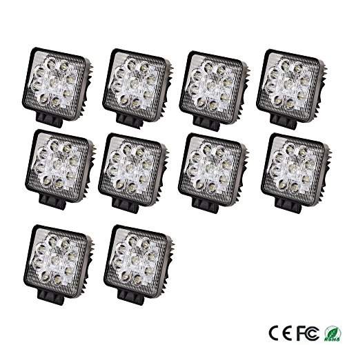 EVERGROW® 10x 27w Led Work Spot Square Light 12v 24v Off road Truck 10x4 Boat SUV lamp US LED & Neon Lights EVERGROW LED-CAR-27W-SPOT-SQ-10P