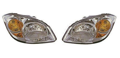 NEW Headlamp Headlight Pair Set Fits 05 - 10 Chevrolet Cobalt Pontiac G5 Headlight Bulbs Not OEM, Aftermarket Replacement Replaces 22740621 & 22740620