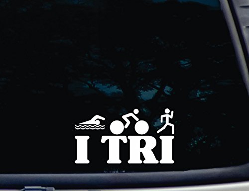 I Tri - 6 3/4 x 3 3/4 die cut vinyl decal for window, car, truck, tool box, virtually any hard, smooth surface Bumper Stickers, Decals & Magnets Barefoot Graphix bf-a-1689