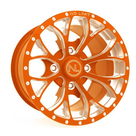 No Limit AM1016PB 14x8 Venom ATV Wheel in Positive Bullet Style for Honda, Yamaha, Kawasaki Brutforce - Orange ATV & UTV No Limit AM1016PB
