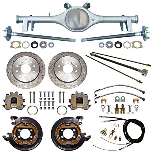 NEW CURRIE 64-66 GM A-BODY REAR END WITH DRILLED DISC BRAKES, BRAKE LINES, PARKING BRAKE CABLES, AXLES, & BEARINGS, 1964, 1965, 1966 CHEVY CHEVELLE, EL CAMINO, MALIBU, BUICK SKYLARK, OLDS CUTLASS, 442, PONTIAC GTO, LEMANS Differential Assembly Kits Southwest Speed GMA6466X-K3
