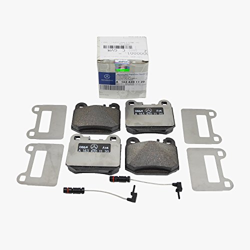 Brake Pads Mercedes-Benz 1 63 42 01120 , 1 63 42 00920 , 1 63 42 00720 , 2 02 54 00717 , 163 420 11 20 , 163 420 09 20 , 163 420 07 20 , 202 540 07 17 , 1634201120 , 1634200920 , 1634200720 , 2025400717 => Mercedes Rear Brake Pads Pad Set Genuine OE 1631120 + Sensor 20207 VIN#REQUIRED => 1999 2000 2001 ML430 / 2002 2003 2004 2005 ML500 / 2000 2001 2002 2003 ML55 AMG