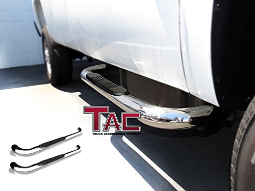 TAC 2007-2014 CHEVY SILVERADO / GMC SIERRA 1500/2500/3500 Regular CAB 3 SIDEBARS Stainless Steel (Rocker Panel) Step Nerf Bars Running Boards Body TAC CN1907