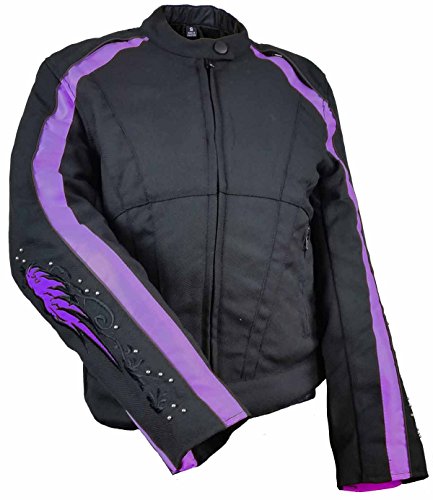 Ladies Textile Jacket W/Purple Reflective Wings & Embroidery Jackets & Vests Vance Leather VL1582U 2XL