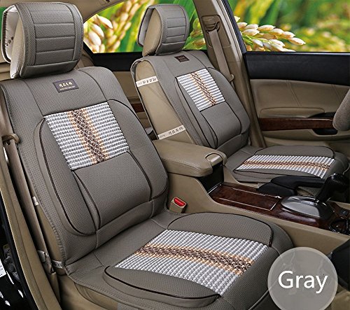 Amooca Universal Full Set Needlework PU leather Front Rear Car Seat Cushion Cover Gray 6pcs Accessories Amooca MD-1157865