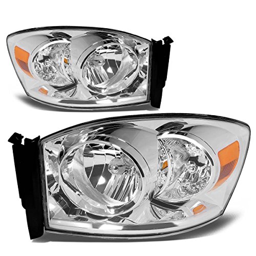 Dodge Ram OE Style Headlight/Bumper Lamp Assembly With Amber Reflector (Chrome) - DR DH D1 DC DM Facelifted Headlight Assemblies Auto Dynasty AD-HL-OH-DRM06-CH-AM