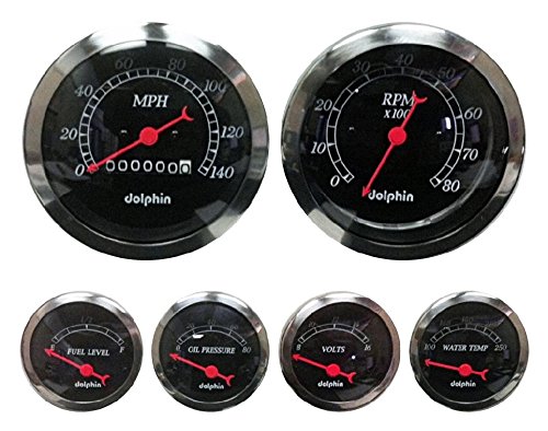 Dolphin Gauges-6 Gauge Mechanical Set - Black Gauge Sets Dolphin Gauges SKU_00000022