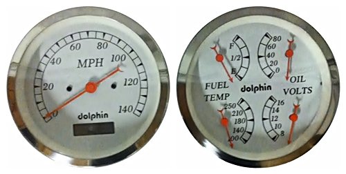 Dolphin Gauges-5 Electronic Quad Gauge Set - White Gauge Sets Dolphin Gauges SKU_00000038