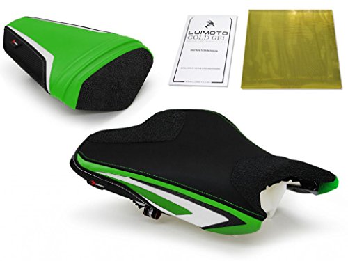 Kawasaki ZX6R 2013-2014 Luimoto Anniversary Edition Suede Seat Covers Front & Rear + Gel Pad Seat Covers Luimoto LM.3222101+3222201+GG1