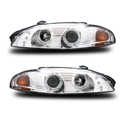 Mitsubishi Eclipse 97-99 Projector Headlight G2 2 Halo Chrome Clear Amber Headlight & Tail Light Conversion Kits CG Distribution 02-AZ-ME97-PCC-G2-2R-A