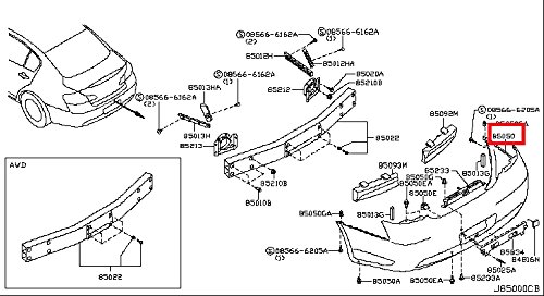 Infiniti Genuine Body Bumper Rear Bumper Fascia 85022-1NF1H G35/37/25 SEDAN Bumpers Infiniti 85022-1NF1H