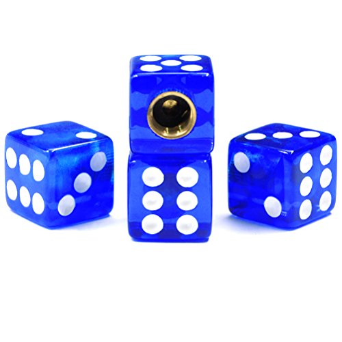 Dreamer Car Tire Valve Stems Caps Plastic Crystal Dice Design(blue,4pcs) Stem Caps 7120-BL(ca)