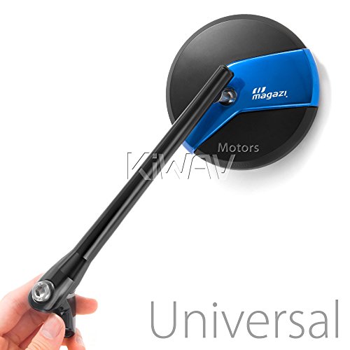 Magazi round aluminum mirrors Missie black+blue 10mm & 5/16 for café racer Rope Magazi MG-1883-Missie-bblue