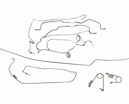 Classic Tube CT1190SB-SS+5 Complete Stainless Steel Brake Line Kit w/ Stainless Braided Hoses ABS Classic Tube CT1190SB-SS+5