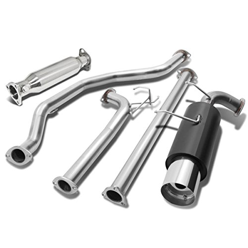 Acura Integra Catback Exhaust+High Flow Cat Converter - DA DB (Black Muffler Chrome Tip) Mufflers Auto Dynasty AD-CBE-AI90-BK-SS+HFC-HC88