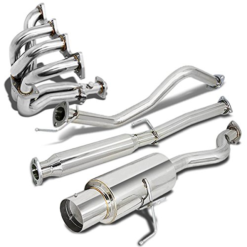 Acura Integra Catback Exhaust+4-2-1 Header Manifold - DC4 DB7 B18B-Engine (Chrome) Mufflers Auto Dynasty AD-CBE-AI942RS+HDS-AI94RS