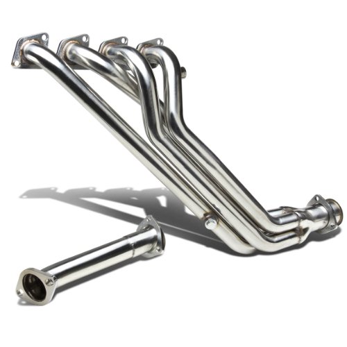 FOR NISSAN 240SX S13 KA24 2.4L 2.4 I4 DOHC POLISHED STAINLESS STEEL EXHAUST HEADER+DOWNPIPE Headers DNAMotoring HDS-NS13+DP