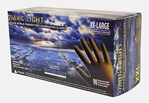 Adenna Dark Light 9 mil Nitrile Powder Free Exam Gloves (Black, XX-Large) Box of 90 Gloves Adenna DLG679