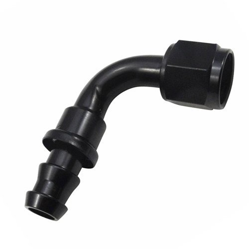Upgr8 Universal Aluminum Oil / Fuel / Water / Fluid / Air Line Hose End Fitting (-6AN Push On Lock, 90 Degree Black) Fittings & Adapters UPGR8 U4106-090-04