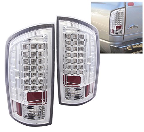Rxmotor Dodge Ram1500 2500 3500 Full Replacement LED Brake Tail Lights Rear Signal Lamps Chrome for 2003-2006 Tail Light Assemblies RXMOTOR DR1500Ch