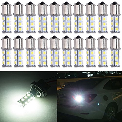 20 X1156 1141 1003 BA15S 18 SMD RV Camper White LED Light Bulbs Tail Backup Tail Lights AUTOUS90 20x1156-18-we