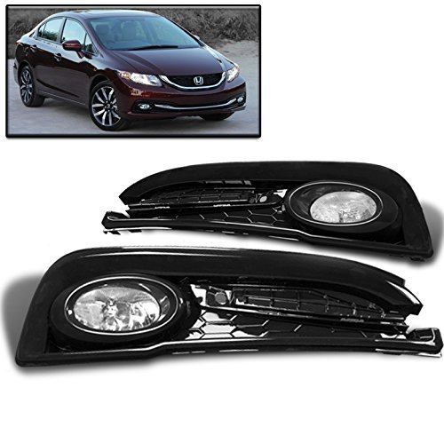 ZMAUTOPARTS 15 Honda Civic Sedan 4Dr Bumper Driving Fog Lights Lamp Chrome W/Bulb+Switch Bulbs ZMAUTOPARTS FL-CN-HC13-4D