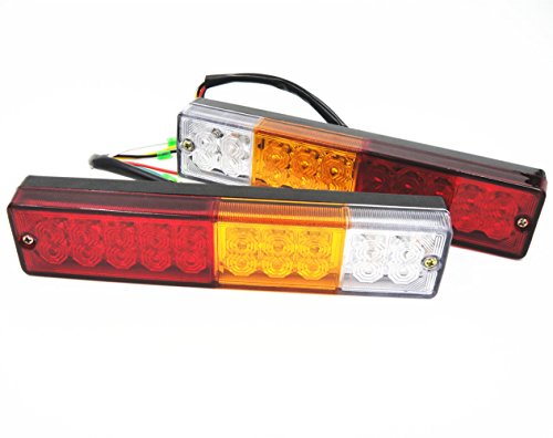 FAMI 1 Pair 20 LED Truck Trailer Boat UTV RV 12V-24V Stop Rear Tail Reverse Brake Turn Signal Indicator Light Lamp - Red-Yellow-White Light Turn Signal Lights FAMI FAMI-22