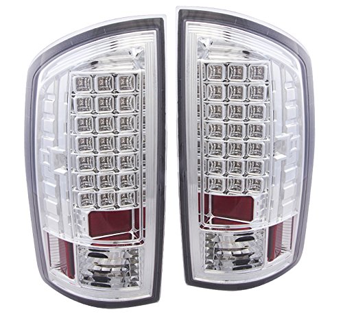 Dodge Ram 1500 2500 3500 Rear LED Style Replacement Tail Lights (Chrome/Clear) Tail Light Assemblies AJP Distributors TL-DG2-365-CH-AMA-L1