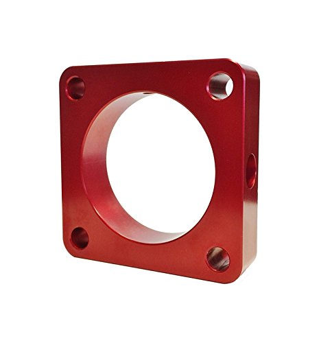 Torque Solution Throttle Body Spacer (Red): Mitsubishi Lancer Evolution X GSR / MR 2008-2015 Fuel Injection Torque Solution TS-TBS-025R