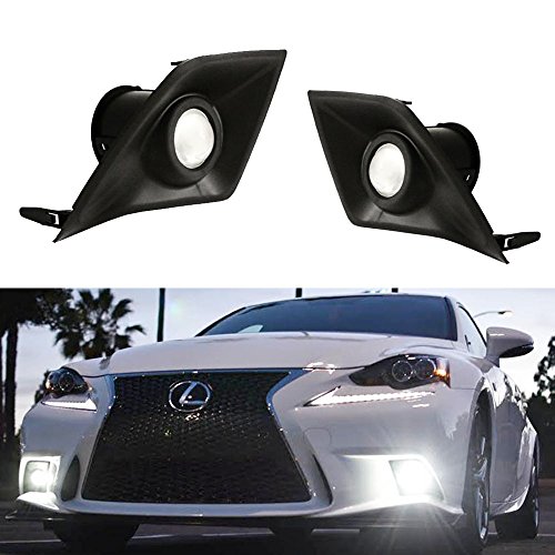 iJDMTOY 70-600-White 6000K Xenon White High Power LED Projector Lens Fog Light (Lexus F-Sport For 2014 2015 2016 Lexus IS200t IS250 IS300 IS350) Driving, Fog & Spot Lights iJDMTOY 70-600-White