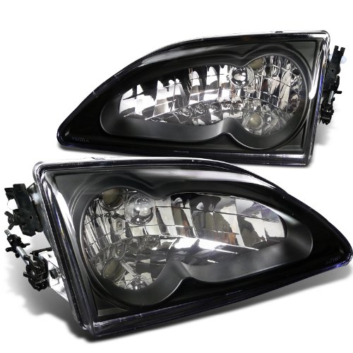 Spec-D Tuning LH-MST94JM-RS Ford Mustang Euro Crystal Black V8 Headlights Head Lamps Pair Headlight Assemblies Spec-D Tuning LH-MST94JM-RS