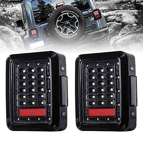LITE-WAY (Pack of two) Jeep JK Wrangler Clear Lens 07-15 JK LED Brake Tail Lights Bulb Assembly Conversion Rear Turn Singal Reverse Lights (JK-LT-US) Lighting Assemblies & Accessories LITE-WAY JK-LT-US