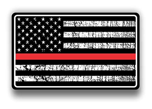Fire Dept Red Thin Line USA Flag Decal American Flag Sticker Grunge Distressed Red Stripe for Cars and Trucks for Honor and Support of Our Fire Fighters Vinyl Window Bumper 5 X 3 Bumper Stickers, Decals & Magnets Vinyl Junkie Graphics Fire Dept red line american flag