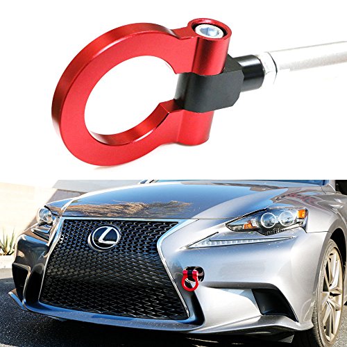 iJDMTOY Sports Red Track Racing Style Aluminum Tow Hook For 2006-up Lexus IS, 2011-up CT, 2006-up GS, 2007-up LS, 2012-up Lexus RX facelift Tow Hooks iJDMTOY AA2466-Red