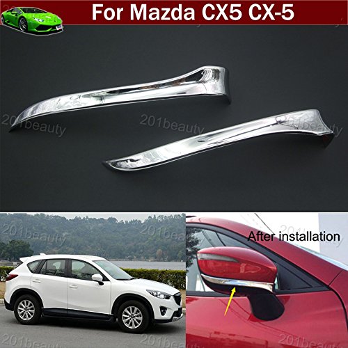 New 2pcs Chrome Rearview Side Mirror Molding Cover Trim Strip Emblems For Mazda CX5 CX-5 2016 Chrome Trim & Accessories Kaitian 9WAK8U0