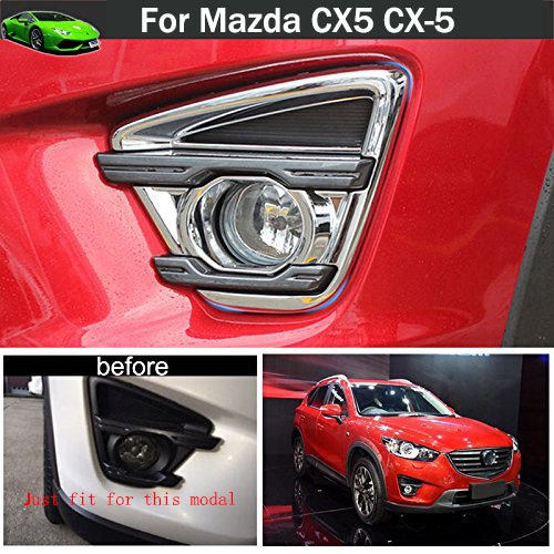 2pcs Chrome Front Fog Light Lamp Frame Cover Trim Emblems For Mazda CX-5 CX5 2015 2016 2017 2018 Chrome Trim & Accessories Tiantian Guangzhou Tiantian Auto part Co.,Ltd