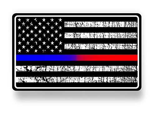 Police and Fire Dept. blue/red line american flag sticker / decal Bumper Stickers, Decals & Magnets Vinyl Junkie Graphics Police and Fire Dept. blue/red line