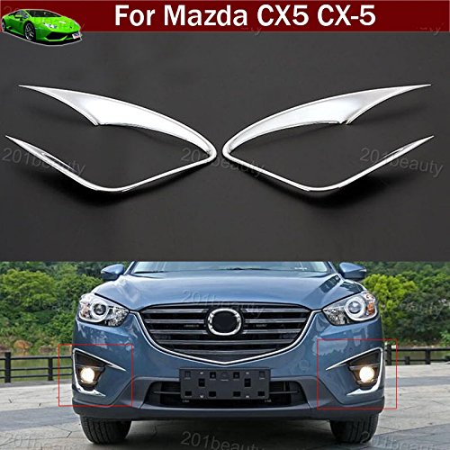 New 2pcs ABS Chrome Front Fog Light Lamp Frame Molding Cover Trim Emblems For Mazda CX-5 CX5 2012 2013 2014 2015 2016 Chrome Trim & Accessories Kaitian Kaitian00099
