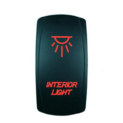 QUNQI STAR 5 pin Laser Backlit Rocker Switch INTERIOR LIGHT 20A 12V On/off LED Light Toggle Switch (Red) Toggle QUNQI STAR QQKG006