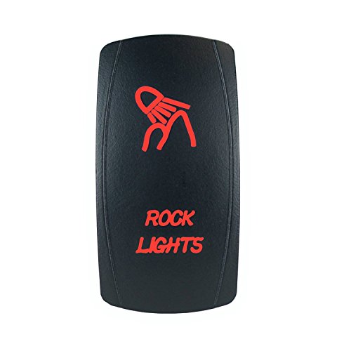 QUNQI STAR 5 pin Laser Backlit Rocker Switch ROCK LIGHTS 20A 12V On/off LED Light Toggle Switch (Red) Toggle QUNQI STAR QQKG007