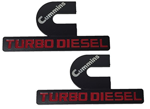 X2 Black Cummins 12V 24V 4BT 6BT Turbo Diesel Emblem Replaces OEM Mopar 68276962AA, 68276962AB Left OR Right Side Emblems Eurodezigns BSTEMBL-028x2