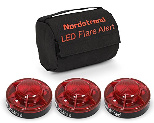 Nordstrand Road Flares Roadside Flashing Emergency LED Lights Beacon with Magnetic Base for Car or Marine - Pack of 3 with Storage Bag - Red Lighting Assemblies & Accessories Nordstrand crf-302