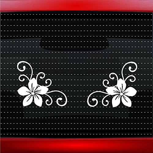 Bumper Stickers, Decals & Magnets Noizy Graphics Hibiscus-15White
