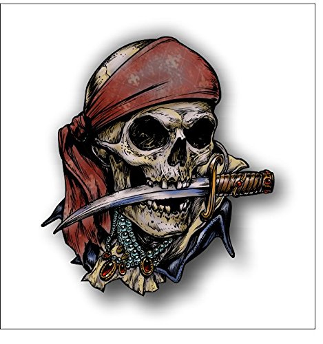 Bumper Stickers, Decals & Magnets Vinyl Junkie Graphics Pirate Skull w/ knife
